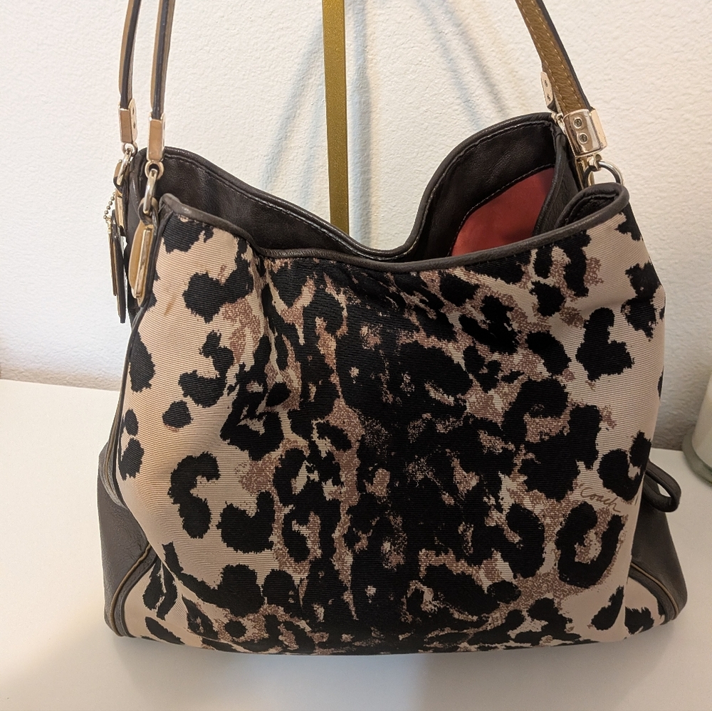 Coach Leopard Print Shoulder Bag in Beige and Brown - Picture 8 of 12